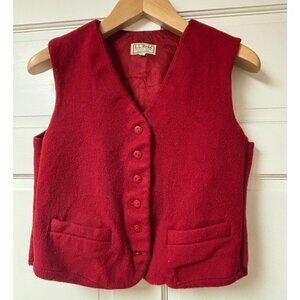 Lands End Vintage Red Vest Sleeveless Wool